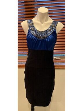 Studio Y Cocktail/Party Dress ~Size 5/6-Black/Blue/Rhinestones NWT